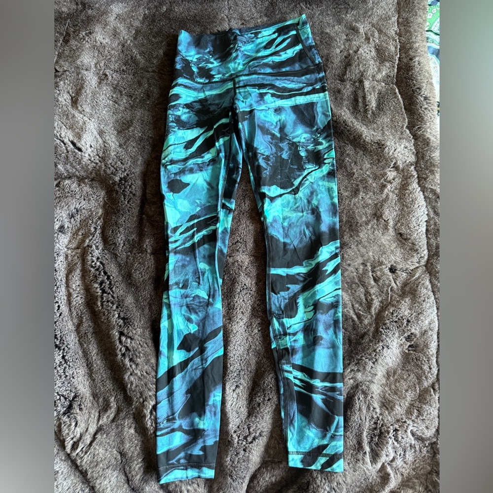 Lululemon Wunder Under High-Rise Tights Black Teal Size 8